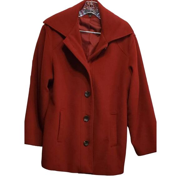 JONES New York Deep Red Wool Blend Peacoat Size 14 - Picture 1 of 5